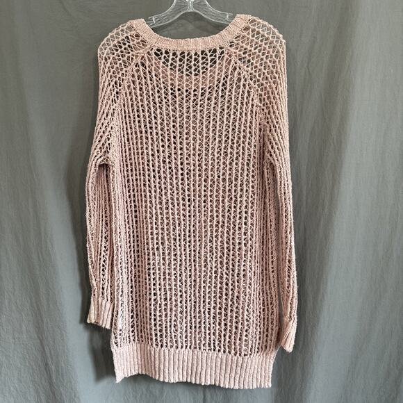 Silence + Noise Open Knit Sweater Pink Cotton Blend Soft Grunge Boho Chic Size M - Picture 5 of 8